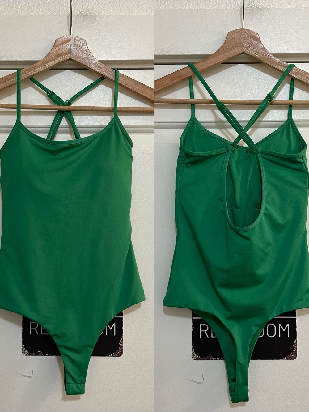 Klassy Network Green Strappy Back Bodysuit